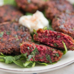 Plate full of beetroot kebabs made up of beetroot, very healthy recipe